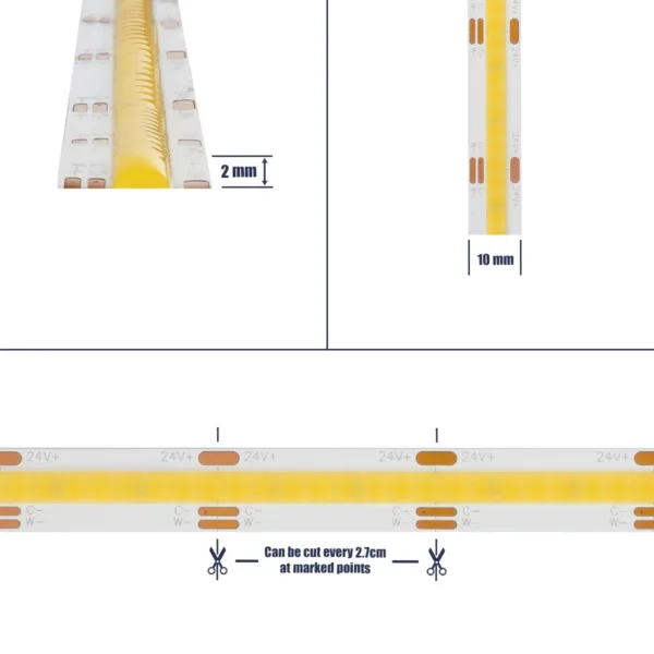 GLOBOSTAR® BEE 70349 Ταινία LED 14W/m 1540lm/m 120° DC 24V IP20 608 x COB Chip/m Ρυθμιζόμενο Λευκό CCT από 2700K έως 6000K Dimmable - Μ500 x Π1 x Υ0.2cm - Ρολό 5 Μέτρων - 5 Χρόνια Εγγύηση - Image 5
