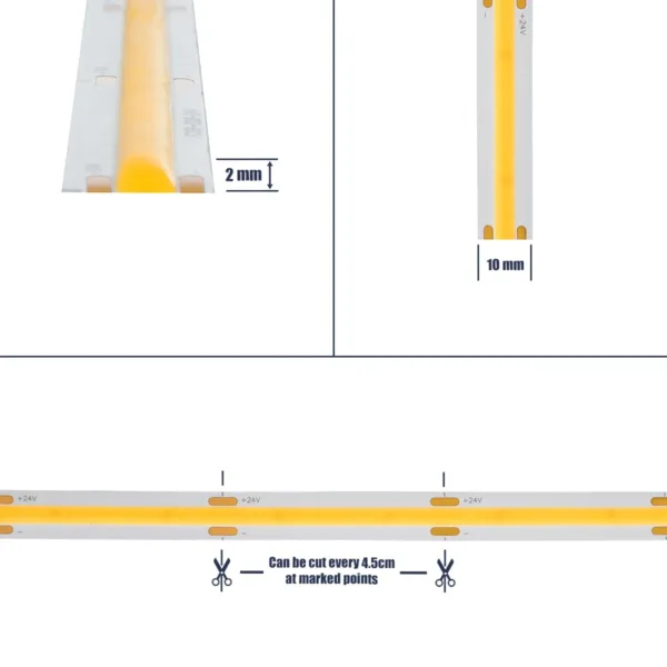 GLOBOSTAR® BEE 70351 Ταινία LED 10W/m 1000lm/m 120° DC 24V IP20 528 x COB Chip/m Φυσικό Λευκό 4500K Dimmable - Μ500 x Π1 x Υ0.2cm - Ρολό 5 Μέτρων - 5 Χρόνια Εγγύηση - Image 5