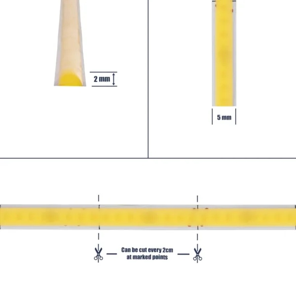 GLOBOSTAR® BEE 70355 Ταινία LED 9W/m 990lm/m 120° DC 24V IP20 384 x COB Chip/m Ψυχρό Λευκό 6000K Dimmable - Μ500 x Π0.5 x Υ0.2cm - Ρολό 5 Μέτρων - 5 Χρόνια Εγγύηση - Image 5