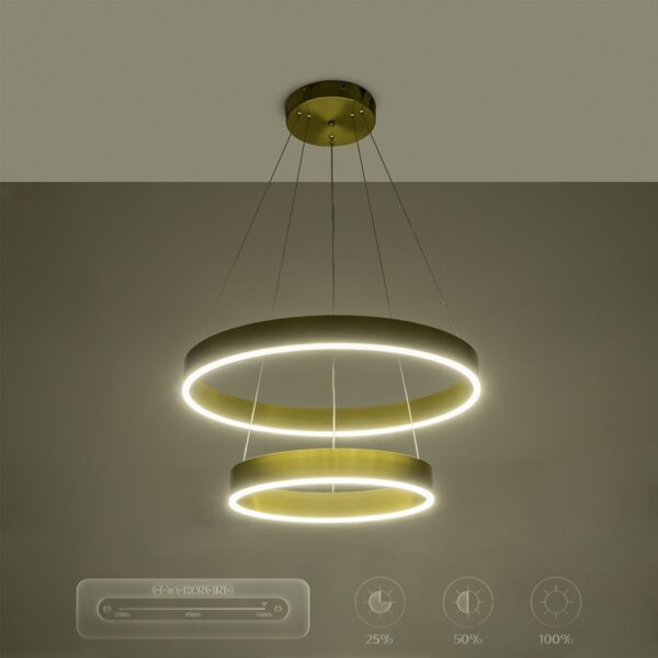 kelvo® VENOM 61187-DECO Μοντέρνο Κρεμαστό Φωτιστικό Οροφής LED 75W 8818lm 120° AC 220-240V IP20 Ρυθμιζόμενο Λευκό CCT με Χειριστήριο από 2700K έως 6000K Dimmable - Lumileds SMD Chip - Χρυσό Βούρτσας - Μ60 x Π60 x Υ40cm - 3 Χρόνια Εγγύηση - Image 14