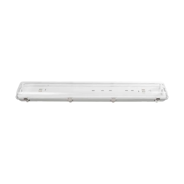 GLOBOSTAR® VIGAS 999-0250 Γραμμικό Βιομηχανικό Φωτιστικό Σκαφάκι Tri-Proof με Μεταλλικά Clips για 2 x Λάμπες T8 G13 90cm Τύπου Φθορίου LED Τροφοδοσίας Ενός Άκρου 120° AC 220-240V Αδιάβροχο IP65 - Γκρι με Διάφανο Κάλυμμα Πλαστικό PC - Μ100 x Π15 x Υ10cm - Image 2