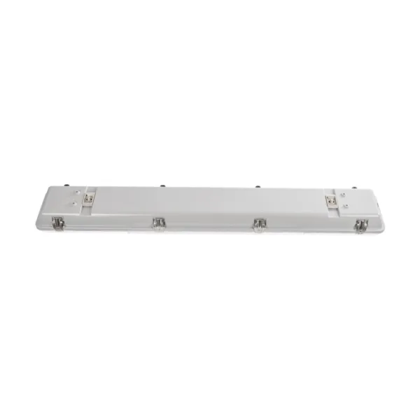 GLOBOSTAR® VIGAS 999-0250 Γραμμικό Βιομηχανικό Φωτιστικό Σκαφάκι Tri-Proof με Μεταλλικά Clips για 2 x Λάμπες T8 G13 90cm Τύπου Φθορίου LED Τροφοδοσίας Ενός Άκρου 120° AC 220-240V Αδιάβροχο IP65 - Γκρι με Διάφανο Κάλυμμα Πλαστικό PC - Μ100 x Π15 x Υ10cm - Image 3