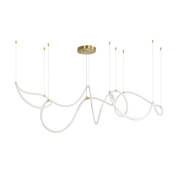 kelvo® GLOW 61669 Μοντέρνο Κρεμαστό Φωτιστικό Οροφής LED 105W 10500lm 360° AC 220-240V IP20 Ρυθμιζόμενο Λευκό CCT με Χειριστήριο από 2700K έως 6000K Dimmable - Lumileds SMD Chip - Χρυσό Πλατίνα & Λευκό Νήμα - Μ300 x Π300 x Υ120cm - 3 Χρόνια Εγγύηση - Image 2
