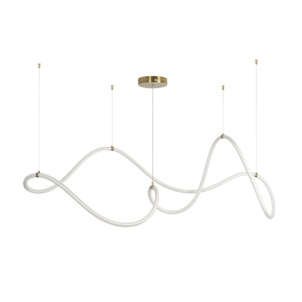 kelvo® GLOW 61668 Μοντέρνο Κρεμαστό Φωτιστικό Οροφής LED 65W 6500lm 360° AC 220-240V IP20 Ρυθμιζόμενο Λευκό CCT με Χειριστήριο από 2700K έως 6000K Dimmable - Lumileds SMD Chip - Χρυσό Πλατίνα & Λευκό Νήμα - Μ150 x Π150 x Υ80cm - 3 Χρόνια Εγγύηση - Image 2