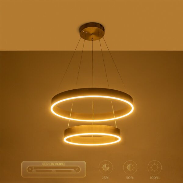 kelvo® VENOM 61187-DECO Μοντέρνο Κρεμαστό Φωτιστικό Οροφής LED 75W 8818lm 120° AC 220-240V IP20 Ρυθμιζόμενο Λευκό CCT με Χειριστήριο από 2700K έως 6000K Dimmable - Lumileds SMD Chip - Χρυσό Βούρτσας - Μ60 x Π60 x Υ40cm - 3 Χρόνια Εγγύηση - Image 12