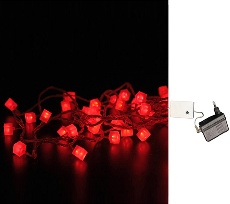 ΚΥΒΟΙ ΛΕΥΚΟ ΚΑΟΥΤΣΟΥΚ 100LED ΚΟΚΚΙΝΑ 24V ΜΕ ΔΙΑΦΑΝΟ ΚΑΛΩΔΙΟ - Image 2