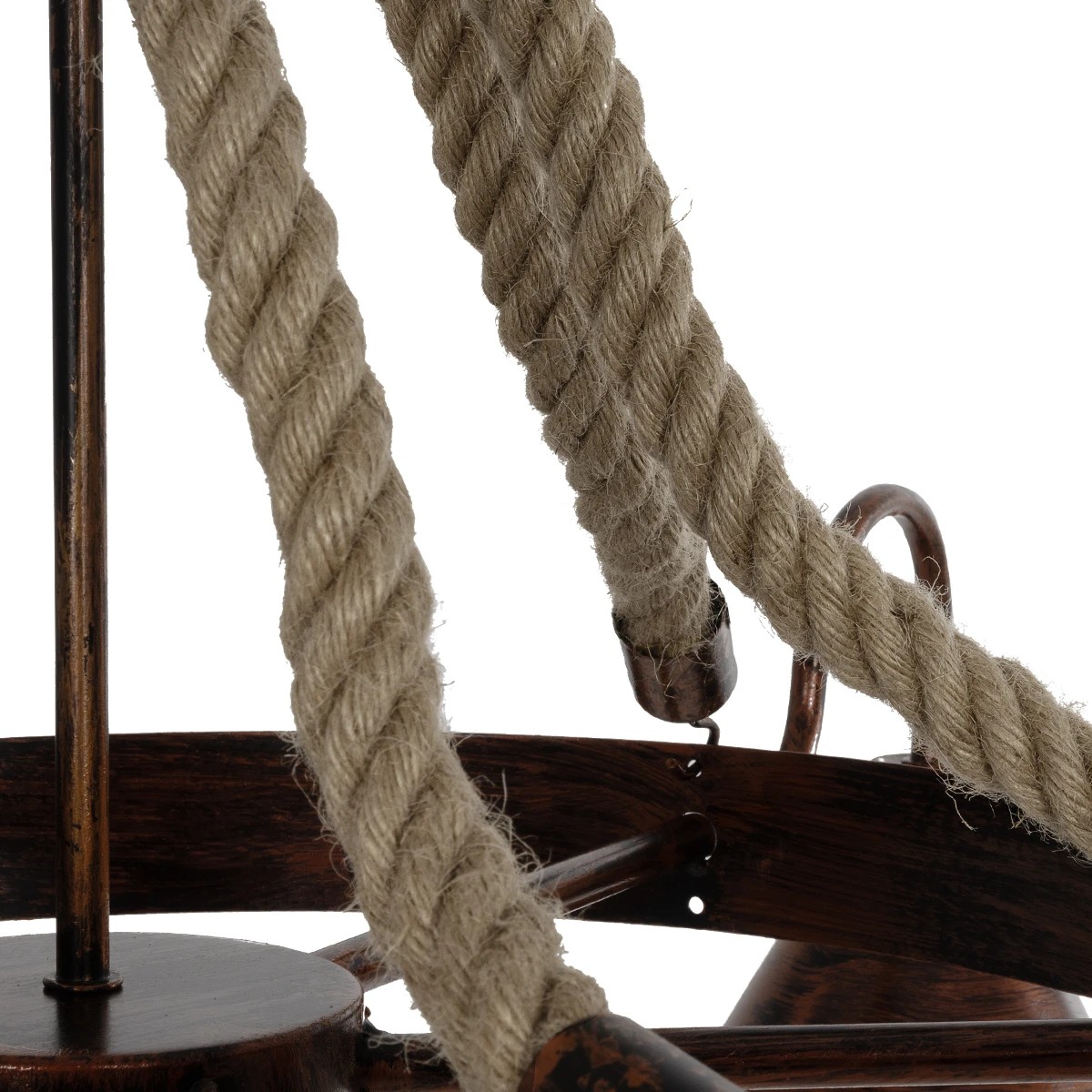 GloboStar® CAMELOT 10001191 Vintage Κρεμαστό Φωτιστικό Ανάρτηση Πολύφωτο 6 x E27 IP20 Χάλκινο Μέταλλο με Μπεζ Σχοινί - Μ92 x Π92 x Υ118cm - Image 8