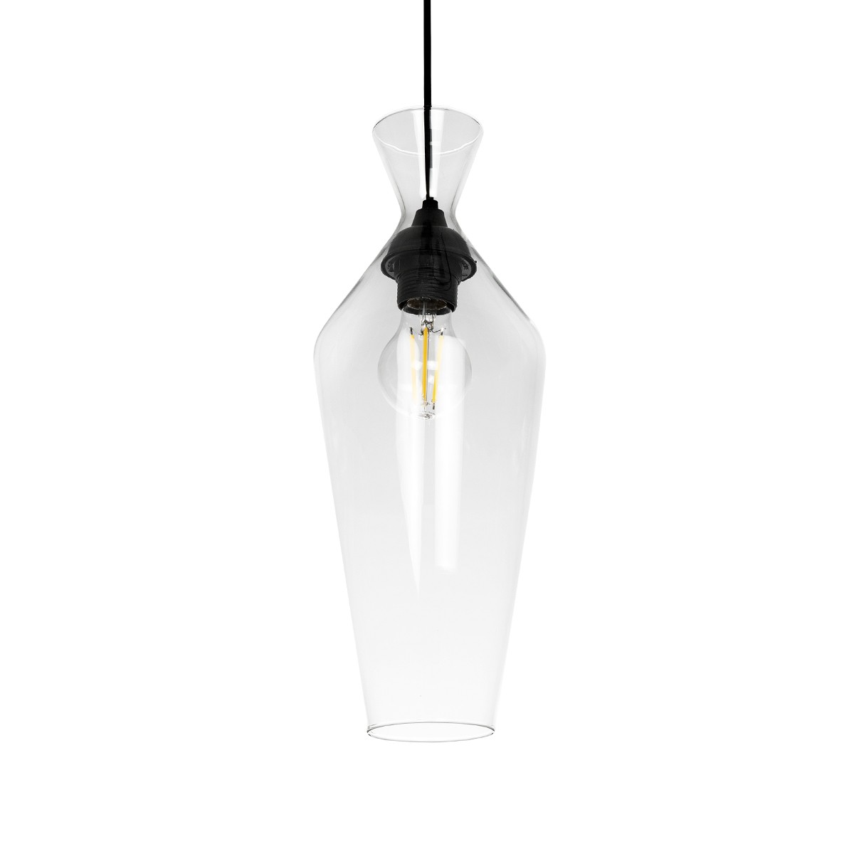 GLOBOSTAR® BOHEMIA 206-0039 Μοντέρνο Κρεμαστό Φωτιστικό Οροφής με Ντουί 1 x E27 AC 220-240V IP20 - Διάφανο - Μ15 x Π15 x Υ40cm