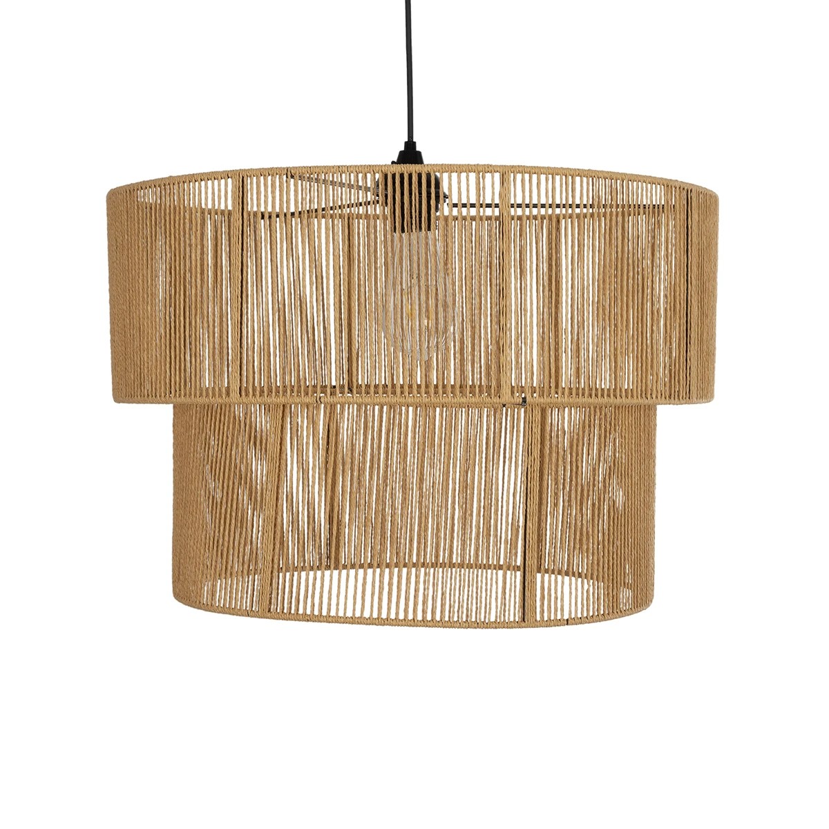 GLOBOSTAR® ROXXI 205-0020 Boho Κρεμαστό Φωτιστικό Οροφής με Ντουί 1 x E27 AC 220-240V IP20 - Μπεζ - M50 x Π50 x Υ36cm - Image 4