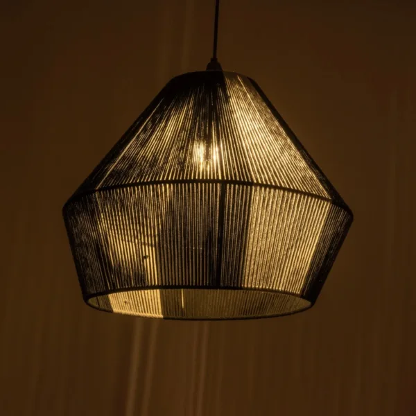 GLOBOSTAR® ANGULUS 205-0021 Boho Κρεμαστό Φωτιστικό Οροφής με Ντουί 1 x E27 AC 220-240V IP20 - Μαύρο & Γκρι - M40 x Π40 x Υ35cm - Image 2