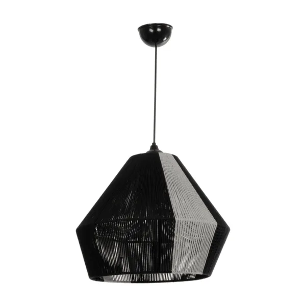 GLOBOSTAR® ANGULUS 205-0021 Boho Κρεμαστό Φωτιστικό Οροφής με Ντουί 1 x E27 AC 220-240V IP20 - Μαύρο & Γκρι - M40 x Π40 x Υ35cm - Image 3