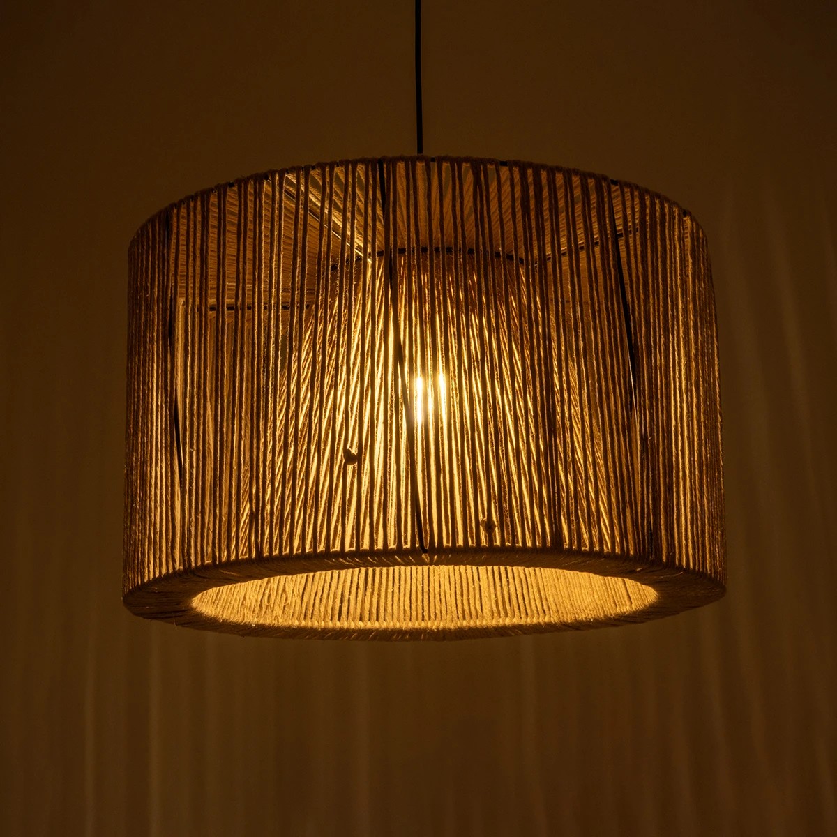 GLOBOSTAR® ZYLINDER 205-0022 Boho Κρεμαστό Φωτιστικό Οροφής με Ντουί 1 x E27 AC 220-240V IP20 - Μπεζ - M50 x Π50 x Υ32cm - Image 2