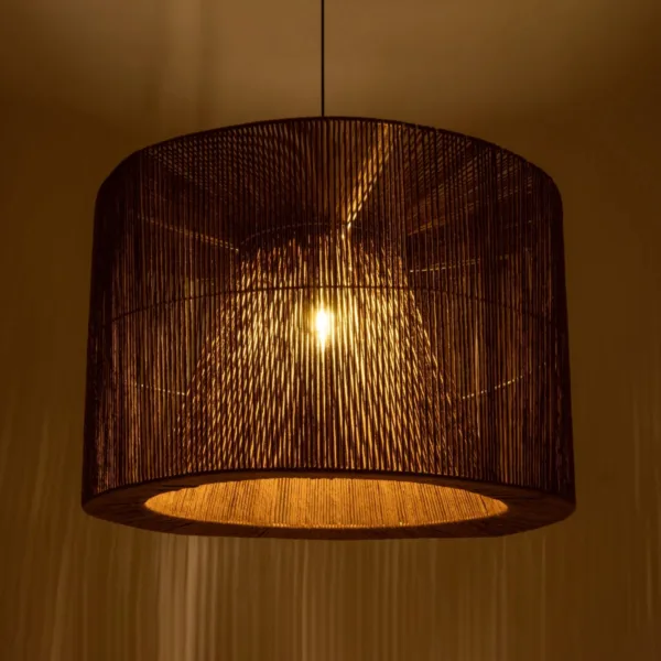 GLOBOSTAR® ZYLINDER 205-0023 Boho Κρεμαστό Φωτιστικό Οροφής με Ντουί 1 x E27 AC 220-240V IP20 - Καφέ - M80 x Π80 x Υ51cm - Image 2