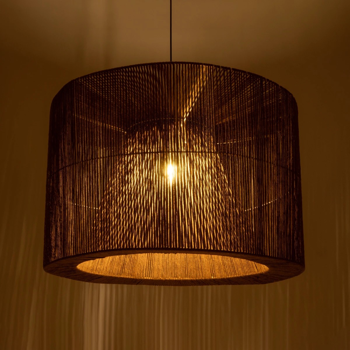 GLOBOSTAR® ZYLINDER 205-0023 Boho Κρεμαστό Φωτιστικό Οροφής με Ντουί 1 x E27 AC 220-240V IP20 - Καφέ - M80 x Π80 x Υ51cm - Image 2