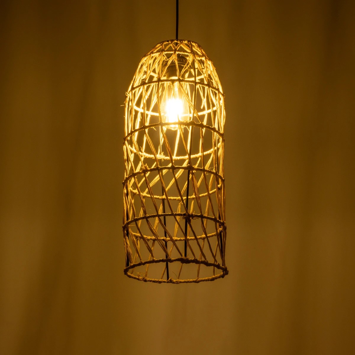 GLOBOSTAR® NETI 205-0024 Boho Κρεμαστό Φωτιστικό Οροφής με Ντουί 1 x E27 AC 220-240V IP20 - Μπεζ - M20 x Π20 x Υ49cm - Image 2