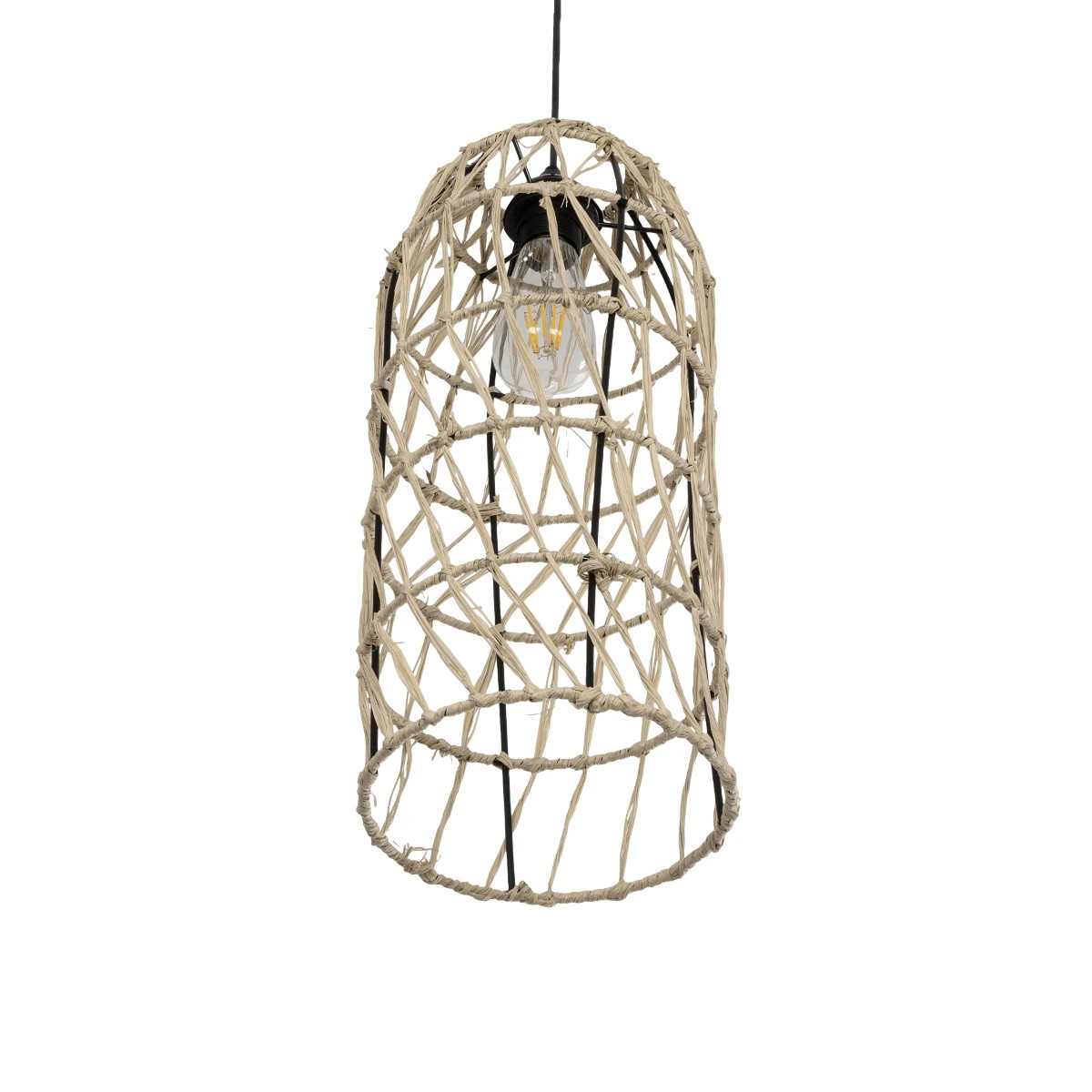 GLOBOSTAR® NETI 205-0024 Boho Κρεμαστό Φωτιστικό Οροφής με Ντουί 1 x E27 AC 220-240V IP20 - Μπεζ - M20 x Π20 x Υ49cm - Image 5