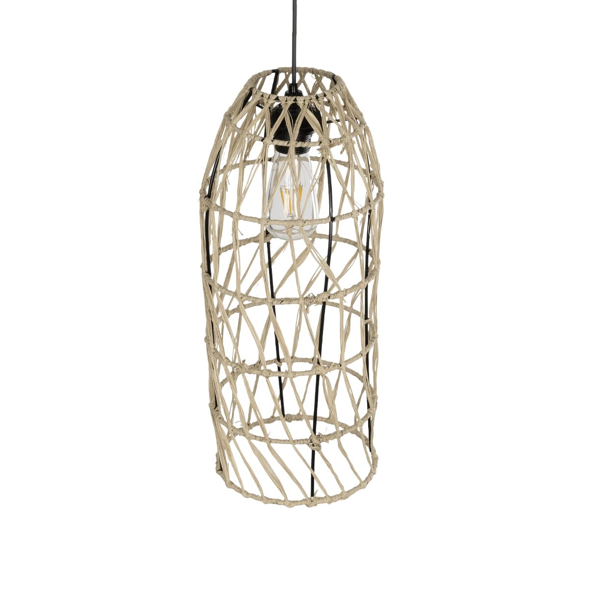 GLOBOSTAR® NETI 205-0024 Boho Κρεμαστό Φωτιστικό Οροφής με Ντουί 1 x E27 AC 220-240V IP20 - Μπεζ - M20 x Π20 x Υ49cm - Image 6