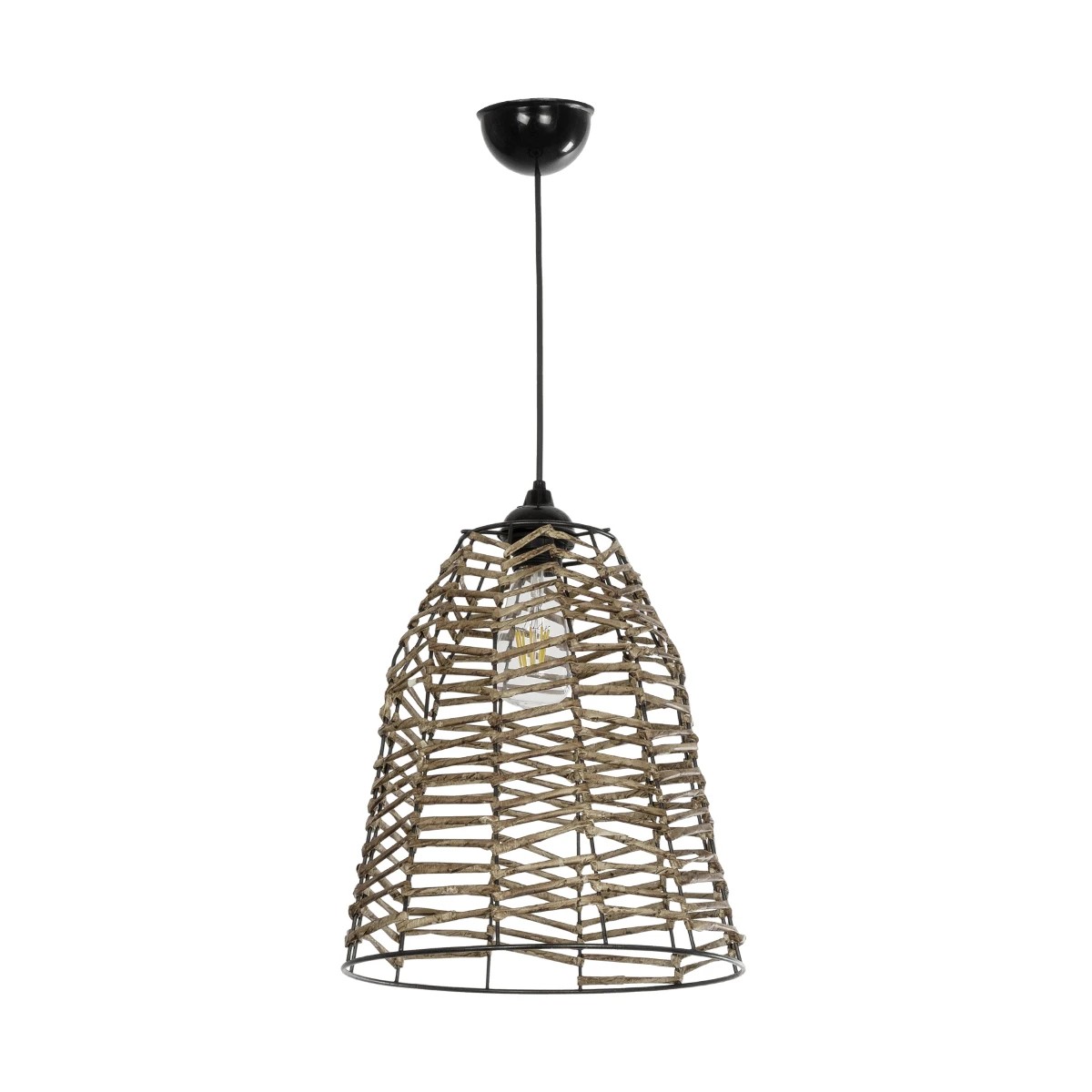 GLOBOSTAR® NETZ 205-0026 Boho Κρεμαστό Φωτιστικό Οροφής με Ντουί 1 x E27 AC 220-240V IP20 - Μπεζ - M30 x Π30 x Υ38cm - Image 3