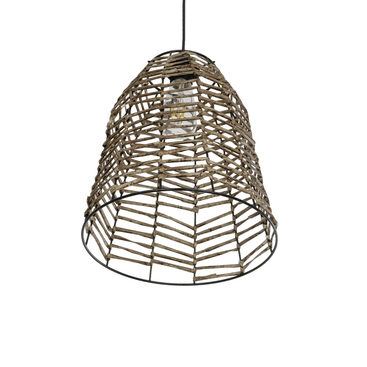 GLOBOSTAR® NETZ 205-0026 Boho Κρεμαστό Φωτιστικό Οροφής με Ντουί 1 x E27 AC 220-240V IP20 - Μπεζ - M30 x Π30 x Υ38cm - Image 5