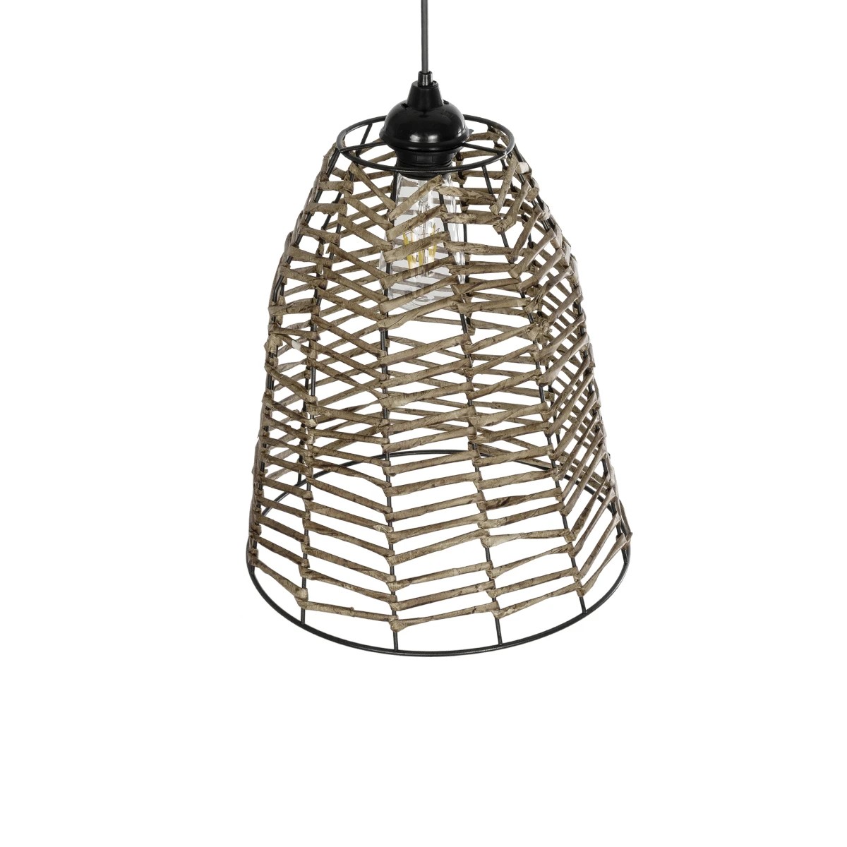 GLOBOSTAR® NETZ 205-0026 Boho Κρεμαστό Φωτιστικό Οροφής με Ντουί 1 x E27 AC 220-240V IP20 - Μπεζ - M30 x Π30 x Υ38cm - Image 6