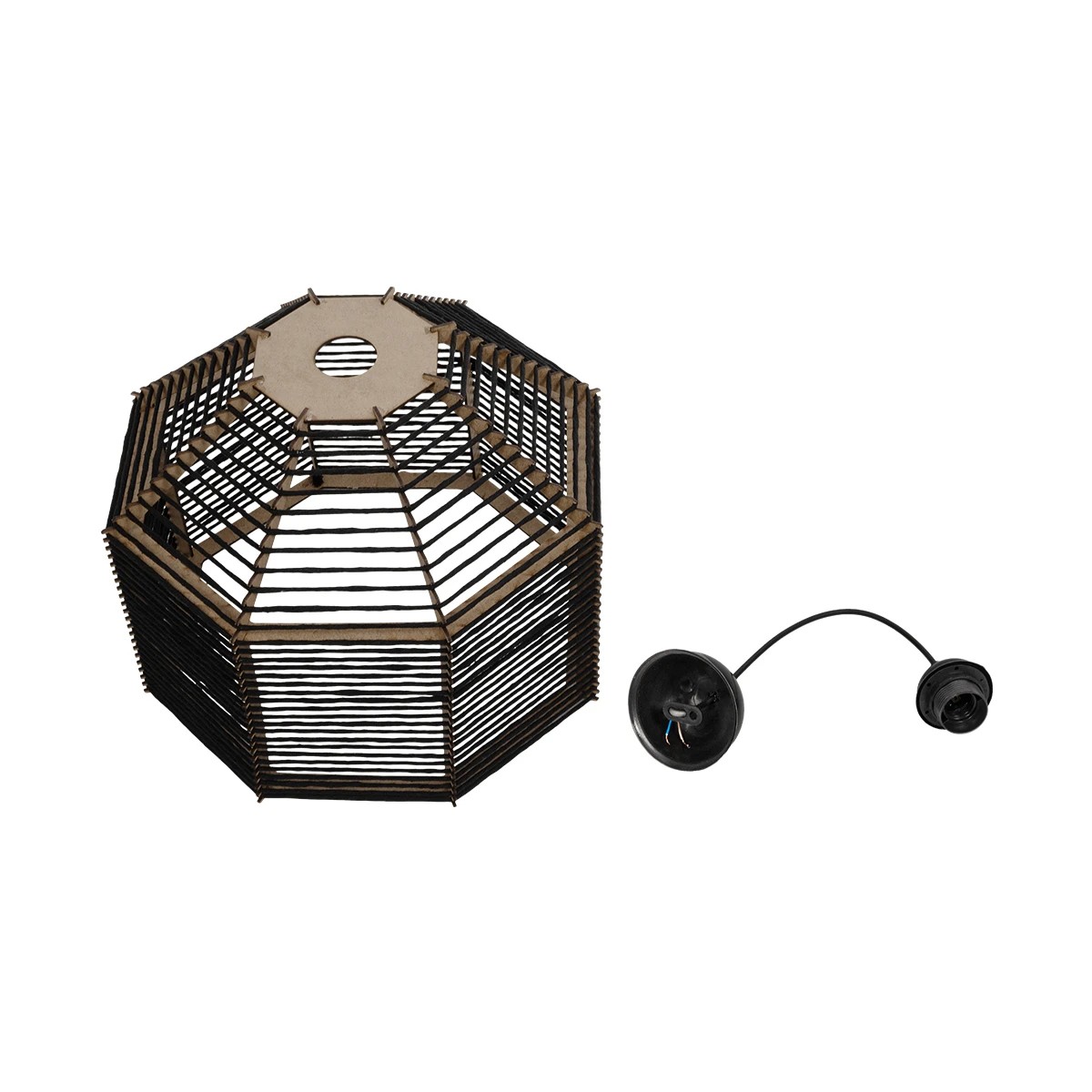 GLOBOSTAR® VORK 205-0027 Boho Κρεμαστό Φωτιστικό Οροφής με Ντουί 1 x E27 AC 220-240V IP20 - Μαύρο - M40 x Π40 x Υ36cm - Image 10