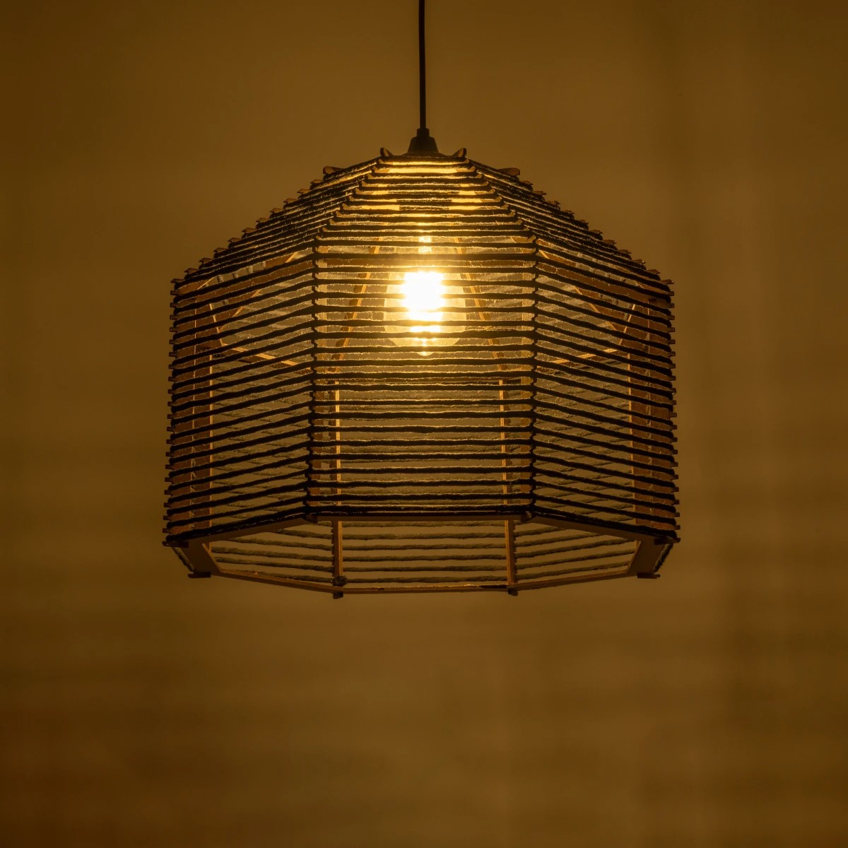 GLOBOSTAR® VORK 205-0027 Boho Κρεμαστό Φωτιστικό Οροφής με Ντουί 1 x E27 AC 220-240V IP20 - Μαύρο - M40 x Π40 x Υ36cm - Image 2