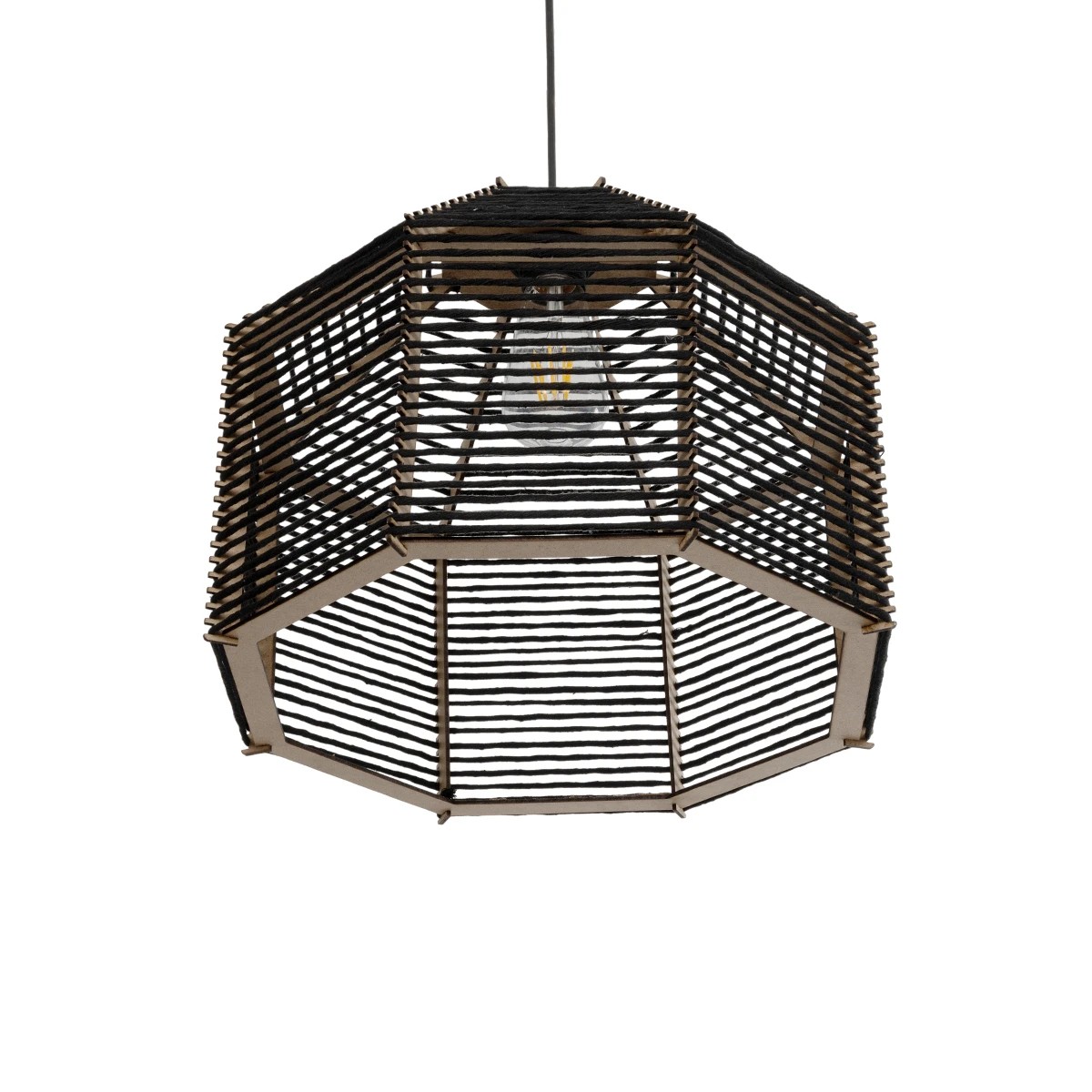 GLOBOSTAR® VORK 205-0027 Boho Κρεμαστό Φωτιστικό Οροφής με Ντουί 1 x E27 AC 220-240V IP20 - Μαύρο - M40 x Π40 x Υ36cm - Image 5