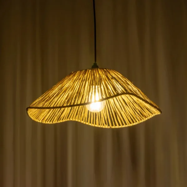 GLOBOSTAR® CHAPEAU 205-0028 Boho Κρεμαστό Φωτιστικό Οροφής με Ντουί 1 x E27 AC 220-240V IP20 - Μπεζ - M41 x Π41 x Υ17cm - Image 2