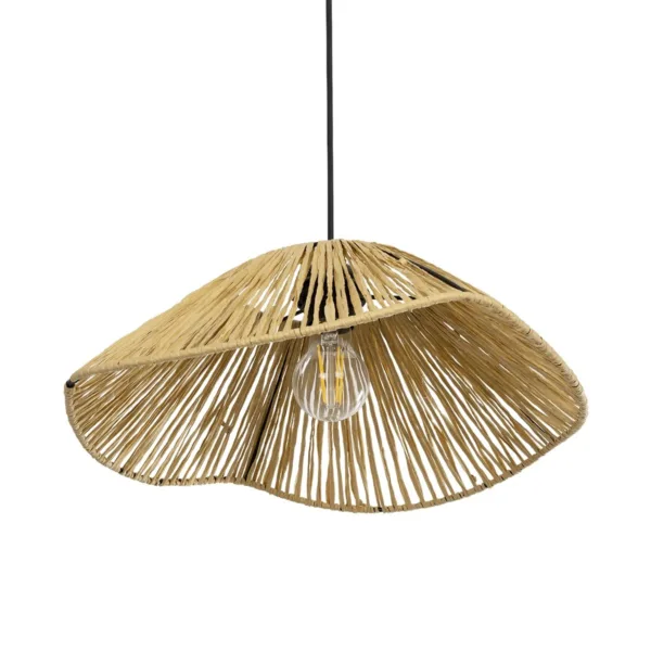 GLOBOSTAR® CHAPEAU 205-0028 Boho Κρεμαστό Φωτιστικό Οροφής με Ντουί 1 x E27 AC 220-240V IP20 - Μπεζ - M41 x Π41 x Υ17cm - Image 5