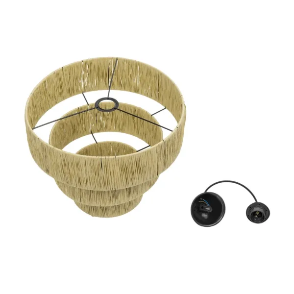 GLOBOSTAR® COROIN 205-0034 Boho Κρεμαστό Φωτιστικό Οροφής με Ντουί 1 x E27 AC 220-240V IP20 - Μπεζ - M40 x Π40 x Υ35cm - Image 11
