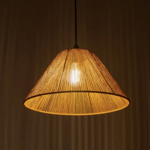 GLOBOSTAR® COROIN 205-0036 Boho Κρεμαστό Φωτιστικό Οροφής με Ντουί 1 x E27 AC 220-240V IP20 - Μπεζ - M35 x Π35 x Υ21cm - Image 2