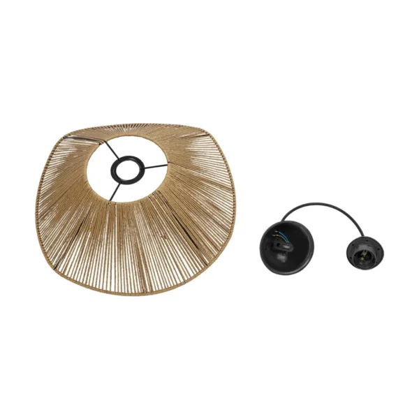 GLOBOSTAR® HATA 205-0038 Boho Κρεμαστό Φωτιστικό Οροφής με Ντουί 1 x E27 AC 220-240V IP20 - Μπεζ - M40 x Π40 x Υ17cm - Image 10