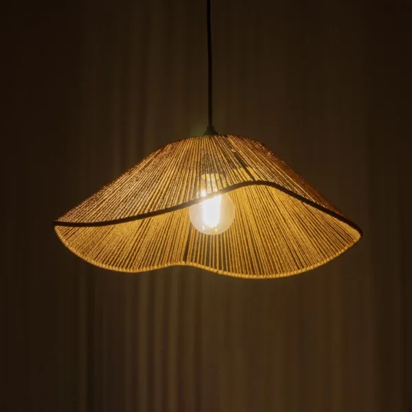 GLOBOSTAR® HATA 205-0038 Boho Κρεμαστό Φωτιστικό Οροφής με Ντουί 1 x E27 AC 220-240V IP20 - Μπεζ - M40 x Π40 x Υ17cm - Image 2