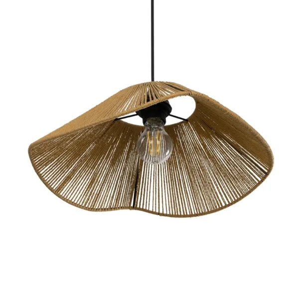 GLOBOSTAR® HATA 205-0038 Boho Κρεμαστό Φωτιστικό Οροφής με Ντουί 1 x E27 AC 220-240V IP20 - Μπεζ - M40 x Π40 x Υ17cm - Image 5