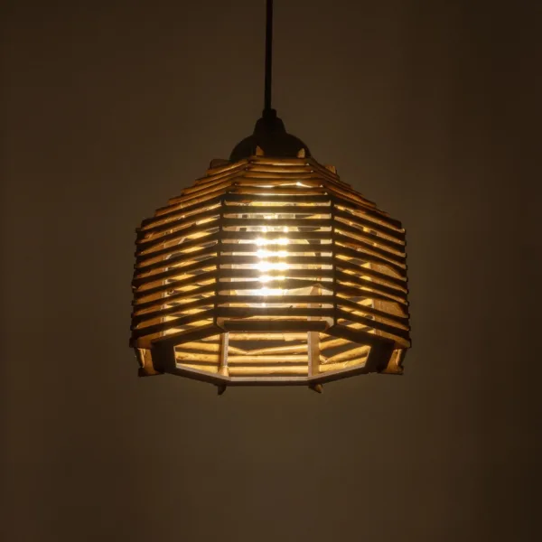 GLOBOSTAR® JUTTO 205-0040 Boho Κρεμαστό Φωτιστικό Οροφής με Ντουί 1 x E27 AC 220-240V IP20 - Μπεζ - M20 x Π20 x Υ18cm - Image 2