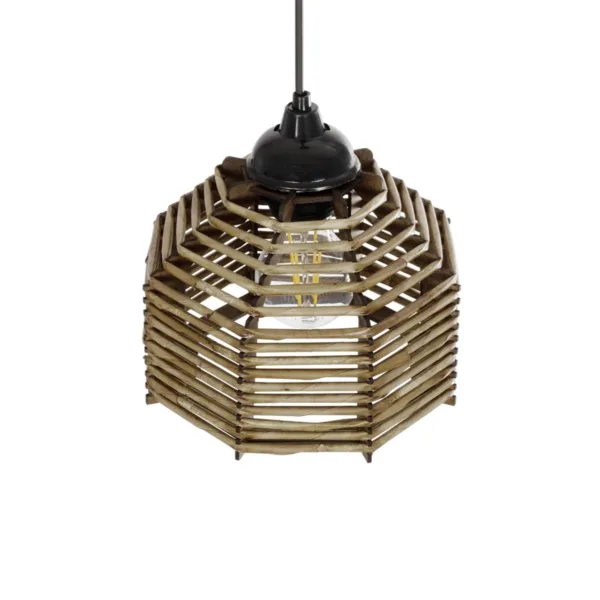 GLOBOSTAR® JUTTO 205-0040 Boho Κρεμαστό Φωτιστικό Οροφής με Ντουί 1 x E27 AC 220-240V IP20 - Μπεζ - M20 x Π20 x Υ18cm - Image 6