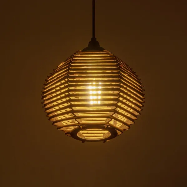 GLOBOSTAR® JUTTI 205-0041 Boho Κρεμαστό Φωτιστικό Οροφής με Ντουί 1 x E27 AC 220-240V IP20 - Μπεζ - M20 x Π20 x Υ18cm - Image 2