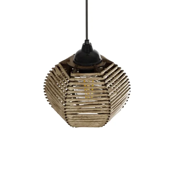 GLOBOSTAR® JUTTI 205-0041 Boho Κρεμαστό Φωτιστικό Οροφής με Ντουί 1 x E27 AC 220-240V IP20 - Μπεζ - M20 x Π20 x Υ18cm - Image 6