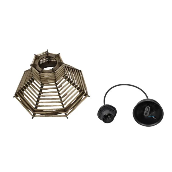 GLOBOSTAR® JUTTI 205-0042 Boho Κρεμαστό Φωτιστικό Οροφής με Ντουί 1 x E27 AC 220-240V IP20 - Μπεζ - M26 x Π26 x Υ15cm - Image 10