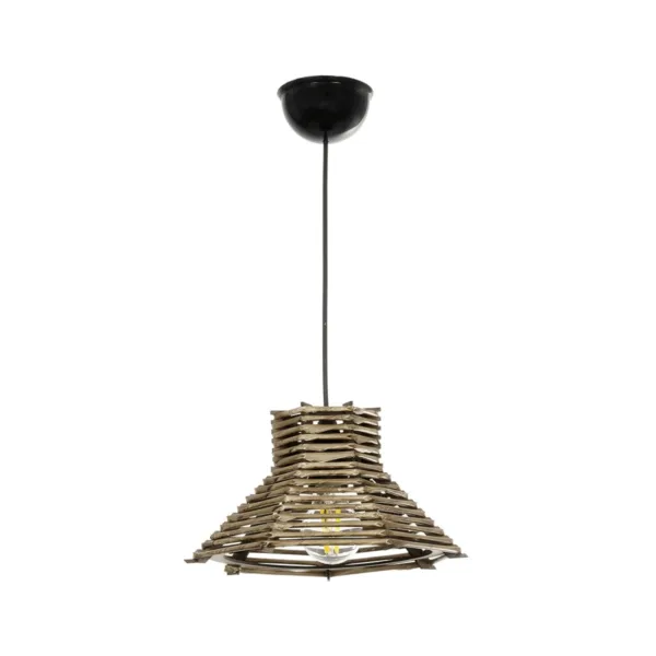 GLOBOSTAR® JUTTI 205-0042 Boho Κρεμαστό Φωτιστικό Οροφής με Ντουί 1 x E27 AC 220-240V IP20 - Μπεζ - M26 x Π26 x Υ15cm - Image 3