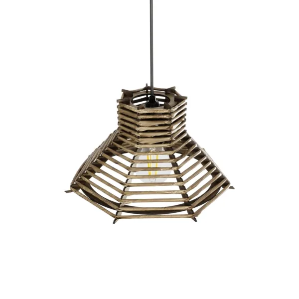 GLOBOSTAR® JUTTI 205-0042 Boho Κρεμαστό Φωτιστικό Οροφής με Ντουί 1 x E27 AC 220-240V IP20 - Μπεζ - M26 x Π26 x Υ15cm - Image 6