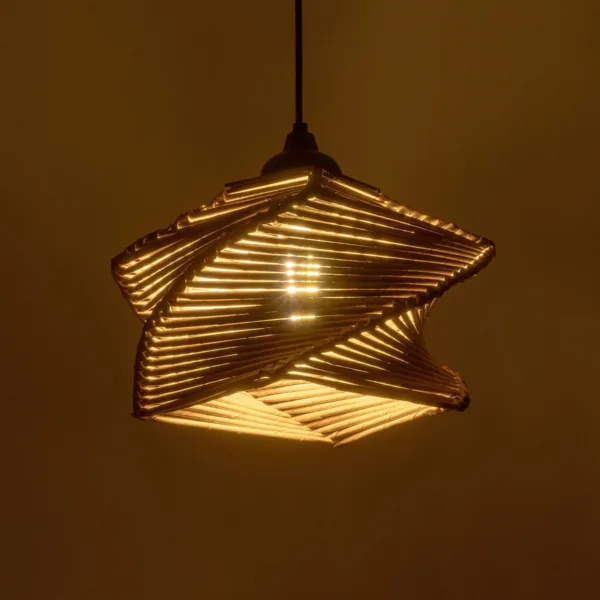 GLOBOSTAR® HUSLE 205-0043 Boho Κρεμαστό Φωτιστικό Οροφής με Ντουί 1 x E27 AC 220-240V IP20 - Μπεζ - M28 x Π28 x Υ19cm - Image 2