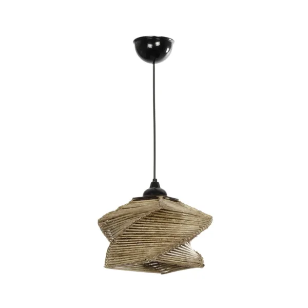 GLOBOSTAR® HUSLE 205-0043 Boho Κρεμαστό Φωτιστικό Οροφής με Ντουί 1 x E27 AC 220-240V IP20 - Μπεζ - M28 x Π28 x Υ19cm - Image 3