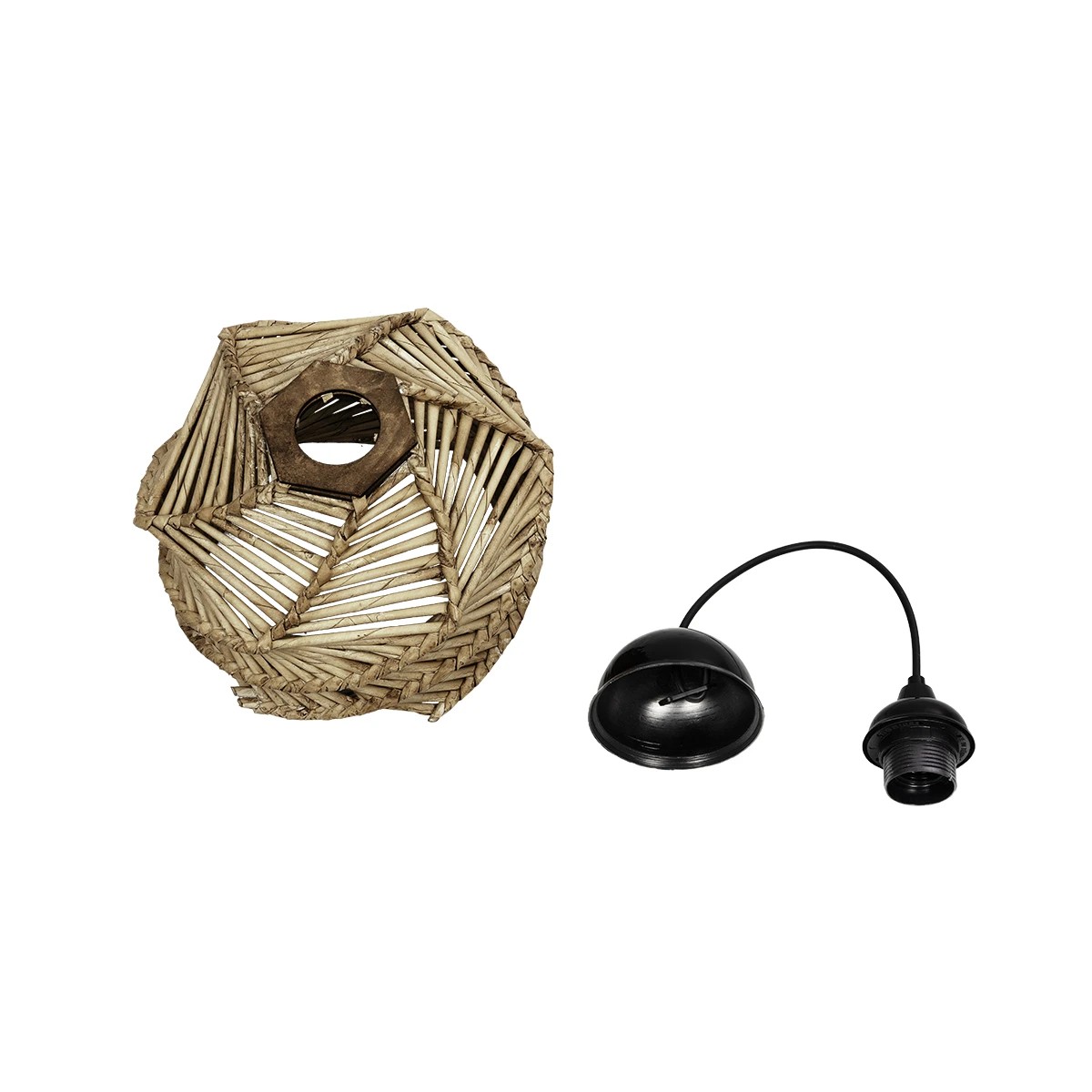 GLOBOSTAR® HUSLE 205-0044 Boho Κρεμαστό Φωτιστικό Οροφής με Ντουί 1 x E27 AC 220-240V IP20 - Μπεζ - M24 x Π24 x Υ21cm - Image 10