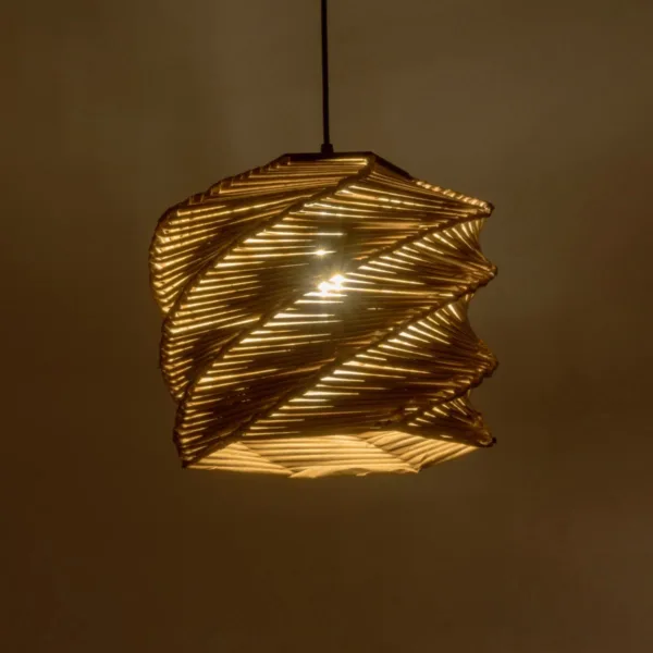 GLOBOSTAR® HUSLE 205-0045 Boho Κρεμαστό Φωτιστικό Οροφής με Ντουί 1 x E27 AC 220-240V IP20 - Μπεζ - M30 x Π30 x Υ28cm - Image 2
