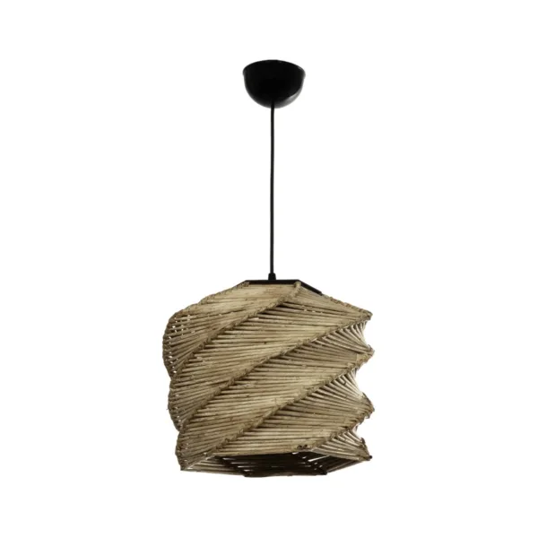 GLOBOSTAR® HUSLE 205-0045 Boho Κρεμαστό Φωτιστικό Οροφής με Ντουί 1 x E27 AC 220-240V IP20 - Μπεζ - M30 x Π30 x Υ28cm - Image 3