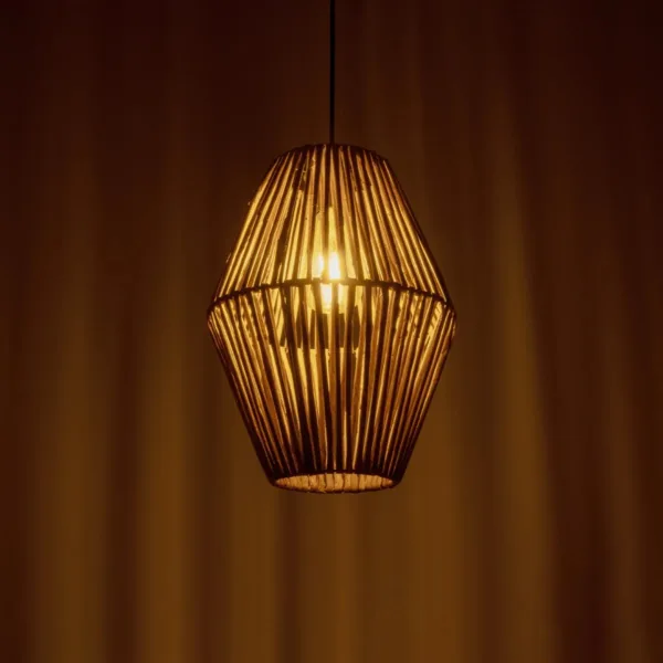 GLOBOSTAR® CASTILLO 205-0046 Boho Κρεμαστό Φωτιστικό Οροφής με Ντουί 1 x E27 AC 220-240V IP20 - Μπεζ - M26 x Π26 x Υ36cm - Image 2