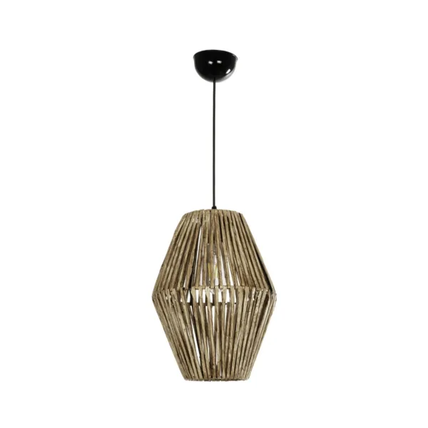GLOBOSTAR® CASTILLO 205-0046 Boho Κρεμαστό Φωτιστικό Οροφής με Ντουί 1 x E27 AC 220-240V IP20 - Μπεζ - M26 x Π26 x Υ36cm - Image 3