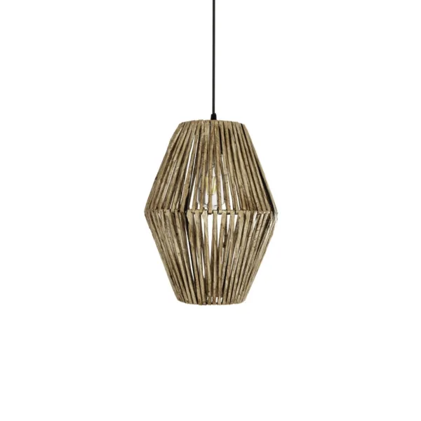 GLOBOSTAR® CASTILLO 205-0046 Boho Κρεμαστό Φωτιστικό Οροφής με Ντουί 1 x E27 AC 220-240V IP20 - Μπεζ - M26 x Π26 x Υ36cm - Image 4