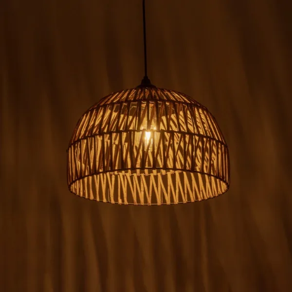 GLOBOSTAR® ARANCIA 205-0047 Boho Κρεμαστό Φωτιστικό Οροφής με Ντουί 1 x E27 AC 220-240V IP20 - Μπεζ - M35 x Π35 x Υ26cm - Image 2